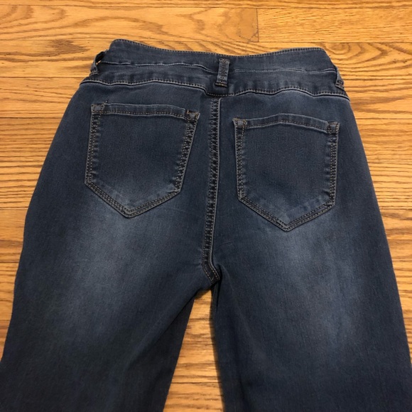 High waisted double button blue skinny jeans - Picture 3 of 6